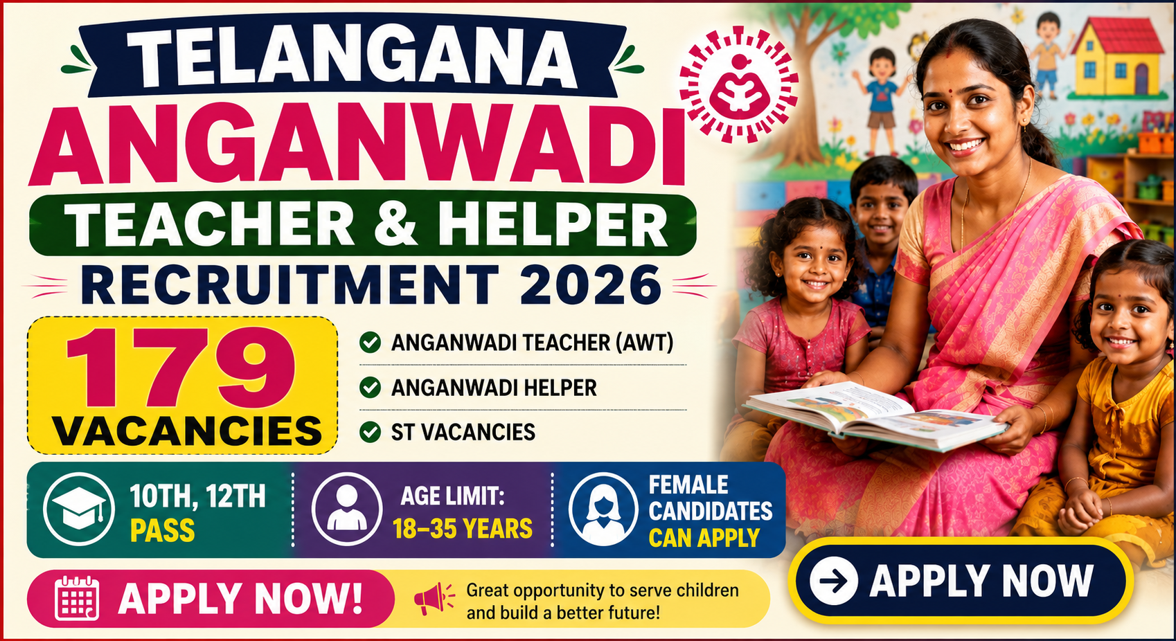 Nizamabad Anganwadi Recruitment 2026 Notification for 179 Teacher and Helper Posts in Telangana